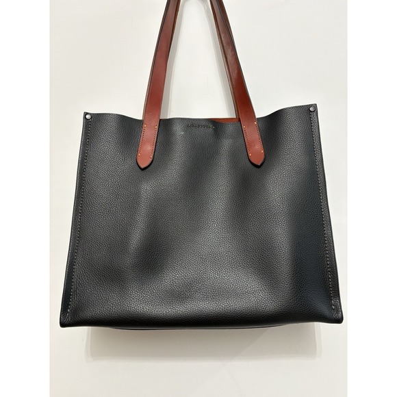 COACH Relay Tote Bag CH756 - Black Polished Pebble Leather Brown -Tanned Leather - Picture 8 of 16